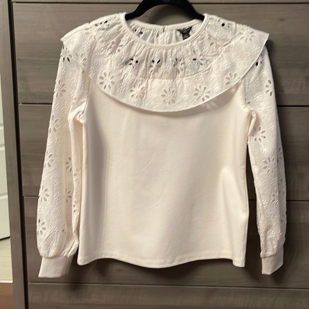 Ann Taylor Eyelet Sleeve Top